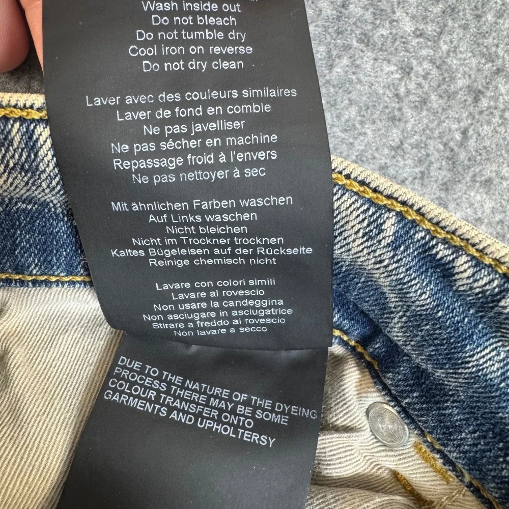 Represent Baggy Blue Cream Acid Wash Jeans Mens 28 M07048-25